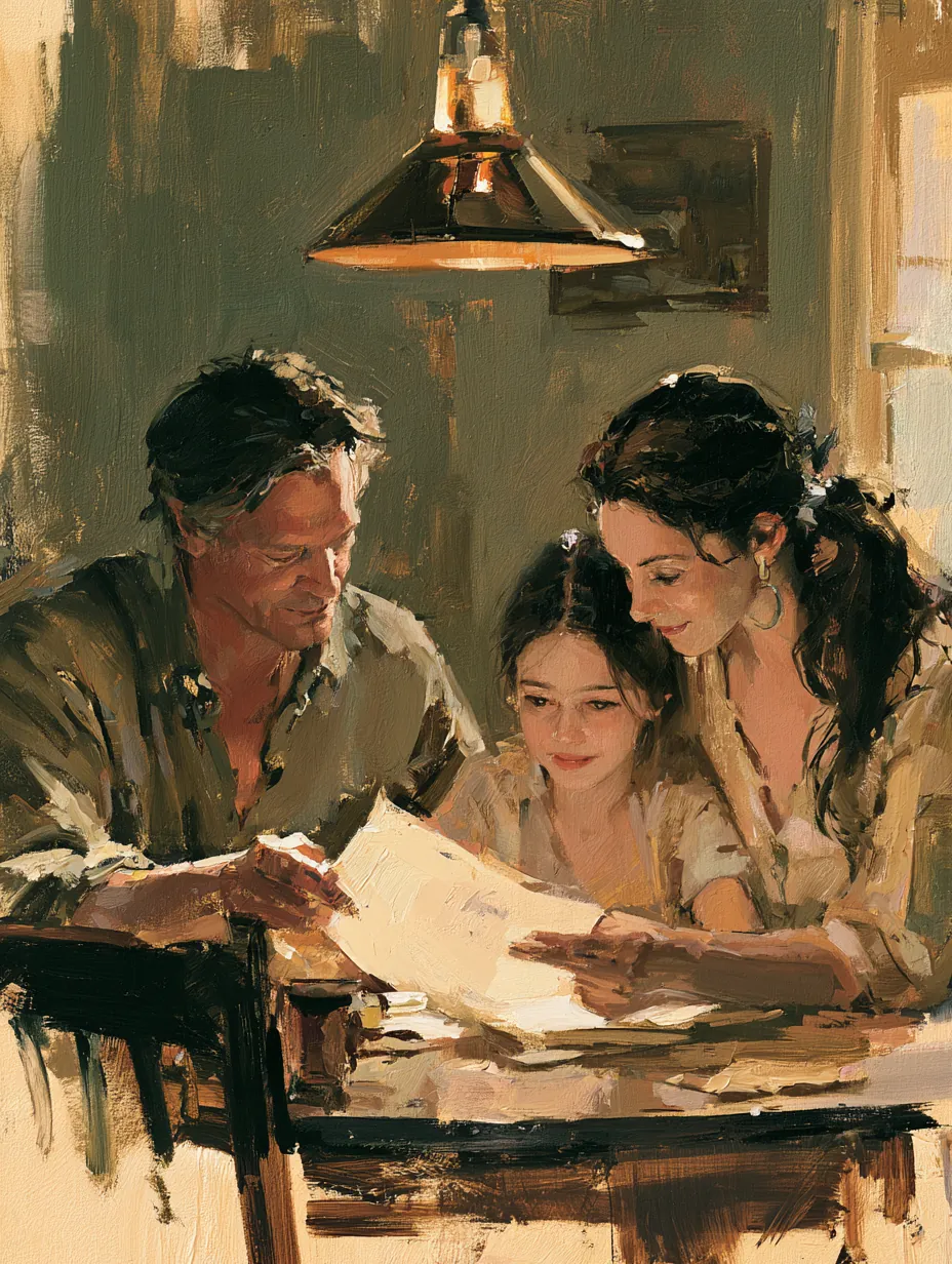 Family reviewing a $2,000 loan plan together at their dining table