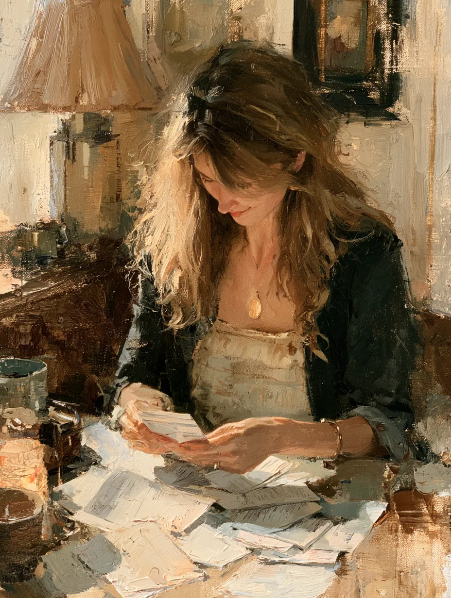 Woman organizing multiple bills into one stack before a Sunbit Application debt consolidation request