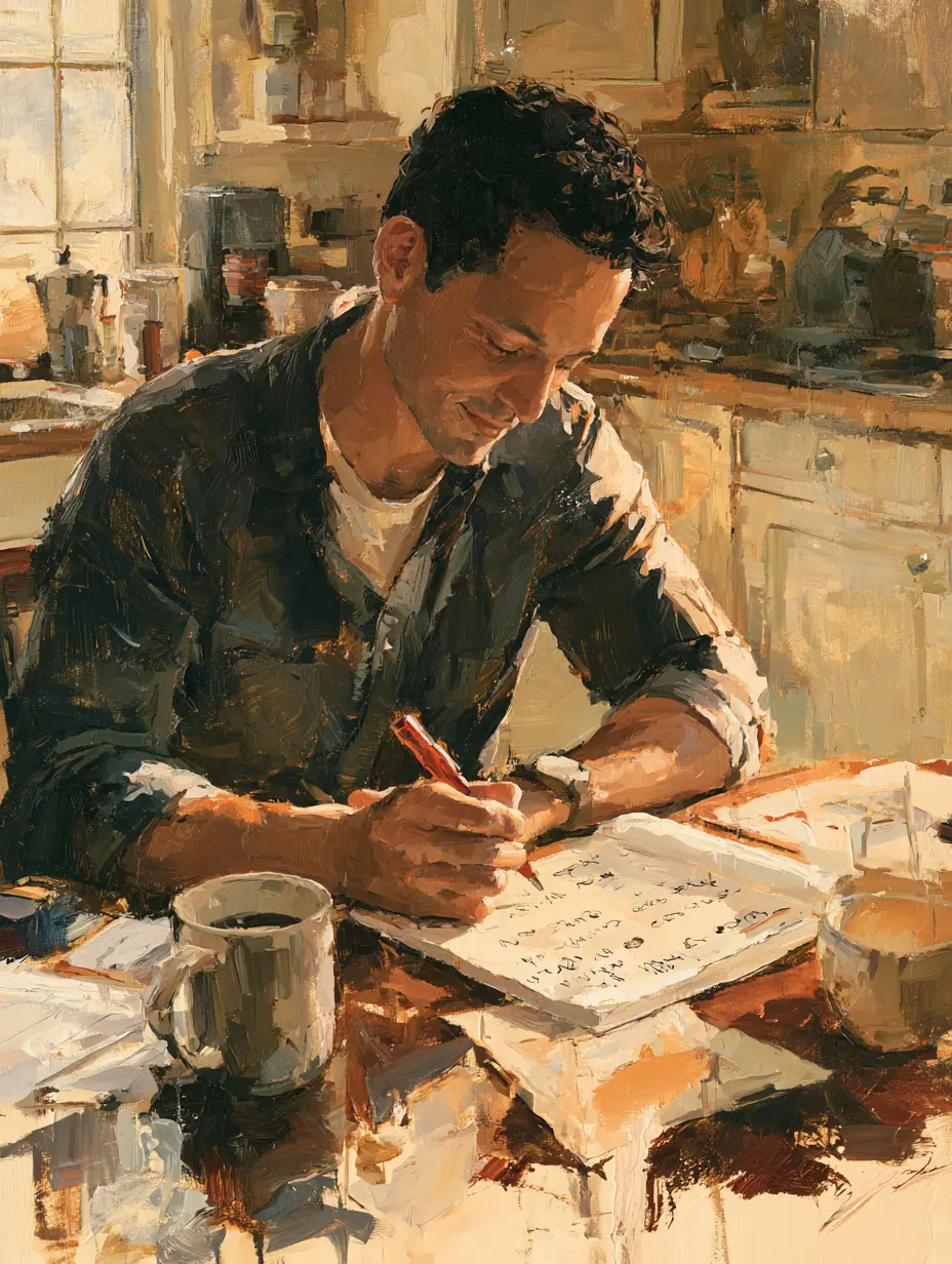 Borrower crossing out paid-off bills with a red pen after consolidating