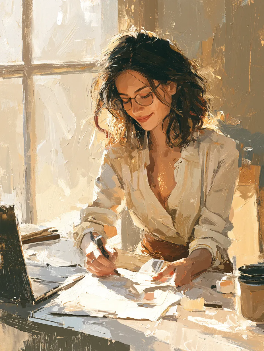 Woman completing a Sunbit Application personal loan request at a bright home office desk